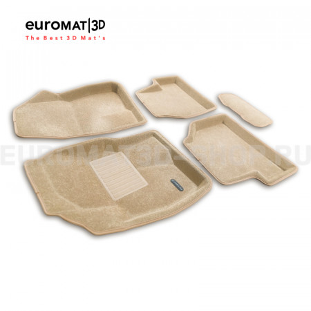 Текстильные 3D коврики Euromat3D Business в салон для Ford Focus 2 (2005-2011) № EMC3D-002214T Бежевые